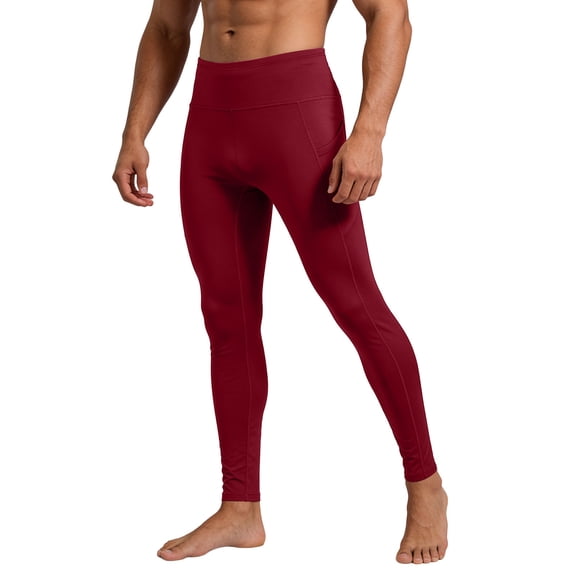 IWRICH Compression Pants for Men Leggings Sports Gym Cool Athletic Tights Base Layer for Running Football Basketball Yoga Red XL