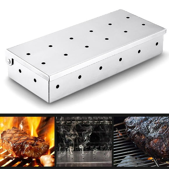 Furnace boiler accessories kitchen craft barbecue bbq stainless steel smoke box smoking wood chip smoker (HTOOQ)