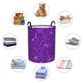 thumbnail image 4 of Sikiie Purple Glitter Print Round Dirty Clothes Basket, Waterproof Standing Foldable Storage Basket, for Laundry Room, Bedroom, Bathroom Storage-Small, 4 of 6