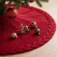 thumbnail image 4 of 24" Burgundy Red Christmas Tree Skirt, Mini Maroon Knit Table Top Skirt for Small Trees, Vintage Farmhouse Xmas Valentines Tree Decorations, 4 of 6