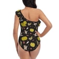 thumbnail image 5 of Sikiie yellow Pumpkin Corn Print Women One Piece Swimsuits Tummy Control One Shoulder Bathing Suits Ruffle Swimwear, From S to XXL-Medium, 5 of 6