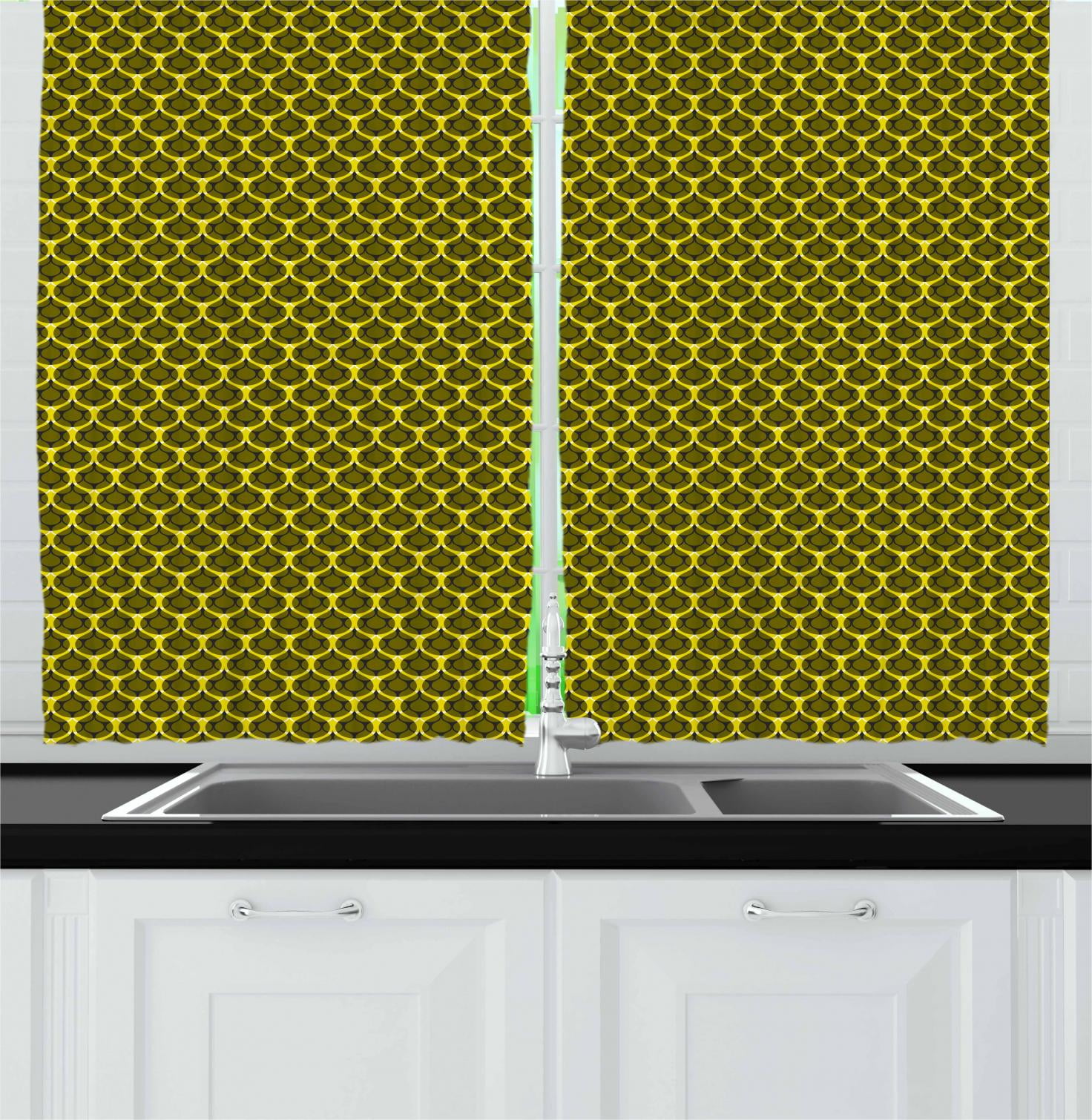 Rain Curtains 2 Panels Set Bumble Bee Honeycomb Concept Ogee