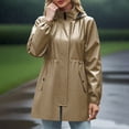 thumbnail image 2 of WTOBBY Jacket Women Waterproof Windbreaker Lightweight Rain Jackets With Pockets Packable Hooded Raincoats For Women, Ideal for Outdoor and Travel,Khaki M, 2 of 8