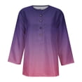 thumbnail image 4 of WEAIXIMIUNG T-Shirt à Manches Trois-Quarts Col Rond Dégradé Mode Décontractée pour Femmes Saint-Valentin, 4 of 5
