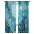 thumbnail image 3 of ERUNPONLY Modern Turquoise Sheer Curtains 63 Inch Length 2 Panels Set, Abstract Teal Gold Marble Textured Voile Window Treatment Curtains Sheers Drapes for Bedroom/Living Room/Kitchen 52x"63"x2, 3 of 7