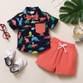 thumbnail image 2 of Kucnuzki 12 Months Newborn Baby Boy Spring Summer Outfits Shorts Sets 18 Months Short Sleeve Cool Donosaur Prints Shirt Top Elastic Shorts 2PCS Set Black, 2 of 8