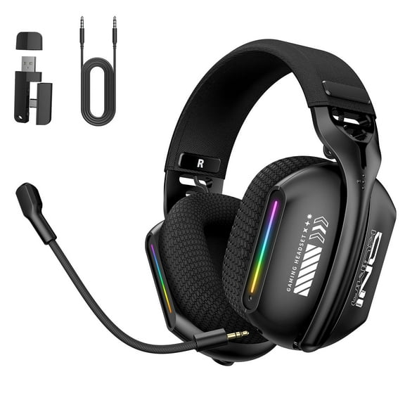 Siivton Wireless Gaming Headset – 2.4 GHz/Bluetooth 5.3 Gaming Headphone,40mm Drivers,60H Playtime, Detachable Mic,for PS5/PS4,Xbox,Switch,Mac, PC,