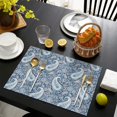 thumbnail image 4 of Blue Pioneer Flower and Paisley Pattern (3) Summer Placemats Table Placemats Set Of 4-Linen Kitchen Washable Placemats Table Mats 11.8"x17.7" Non-Slip Heat Resistant, 4 of 6