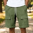 thumbnail image 2 of Lovzfmll Casual Sports Elastic Waist Multi-Pocket Shorts for Men, Cargo Style Waffle Athletic Bermuda Shorts Army Green, S, 2 of 6