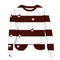 thumbnail image 6 of YUGYXL Women’s Striped Star Sweatshirt Long Sleeve Crewneck Casual Pullover Tops Fall Winter Shirt Brown M, 6 of 7