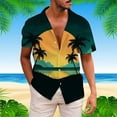 thumbnail image 2 of Mens T-shirts Men's Coconut Tree Short Sleeve Shirt Summer Casual 3D Printing Hawaii Short Sleeve Shirts Tops Mens Long Sleeved Workout Shirts Plain Long Sleeved Men Loose Fit Athletic Tops Yellow L, 2 of 5