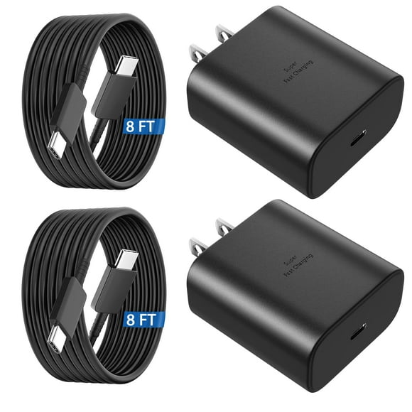 Cargador Vilive Samsung USB-C superrápido de 45 W con cable de 8 pies