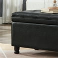 thumbnail image 3 of GZXS 44.5" Upholstered Tufted Button Storage Bench, Black Faux Leather Bed-End Ottoman with Wooden Spindle Legs, for Entryway, Bedroom, Living Room, 3 of 6