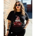 thumbnail image 3 of T Shirts for Women Short Sleeve Cotton Crewneck T-Shirt, Merry Christmas Red Gnome Holly Leaves Tee Tops Casual Basic T-Shirts, XS-5XL Black XS, 3 of 7