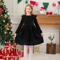 thumbnail image 2 of YunPes Girl's Christmas Velvet Dress A-Line Crewneck Flannel Skirt Dresses Ruffle Shoulder Long Sleeve Dress Prom Party Outfits, 2 of 7