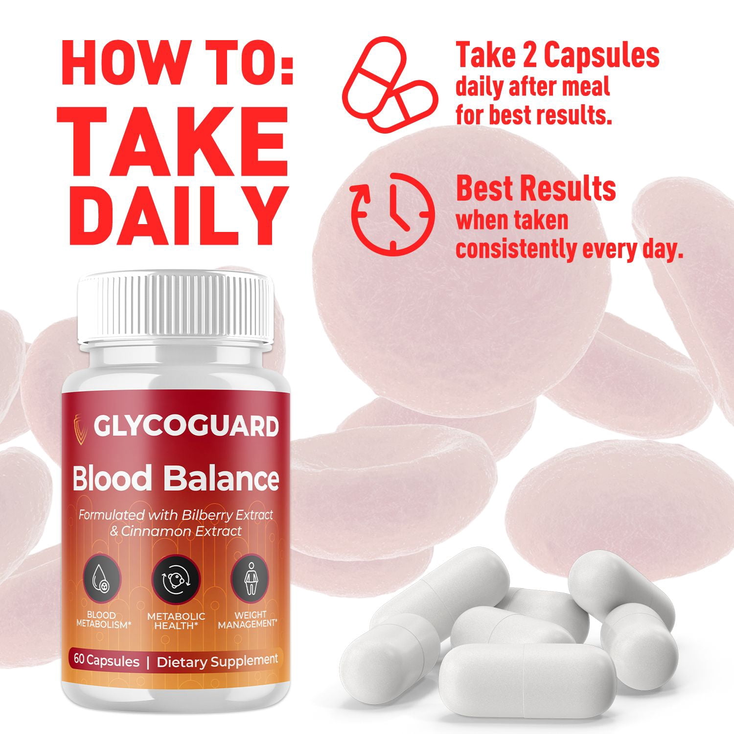 Glycoguard Blood Balance Support Pills Advanced Formula Vitamin Supplement Glyco Guard 120 Capsules