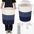 thumbnail image 3 of Sea Team Large Size Cotton Rope Woven Storage Basket Laundry Hamper with Handles, 14 x 20 inches, White & Navy, 3 of 5
