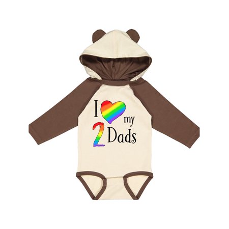 

Inktastic I Love my Two Dads- Pride Rainbow Heart Gift Baby Boy or Baby Girl Long Sleeve Bodysuit