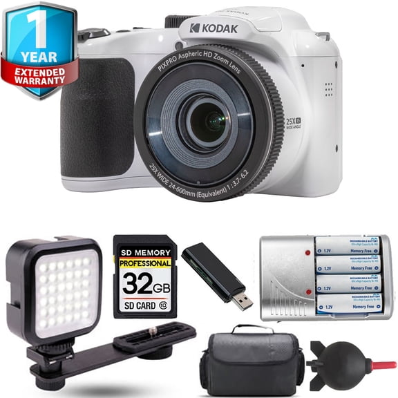 Kodak PIXPRO AZ255 Digital Camera (White)   Extra Battery   LED  1 Yr Warranty