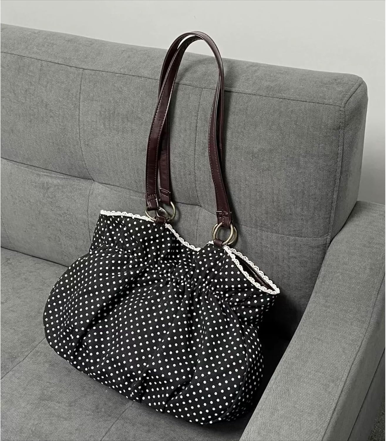 SPEKSEE Polka Dot Purse for Women Vintage Large Capacity Bow HandBag J Fashion Harajuku Gyaru Kawai Whimsical Accessories