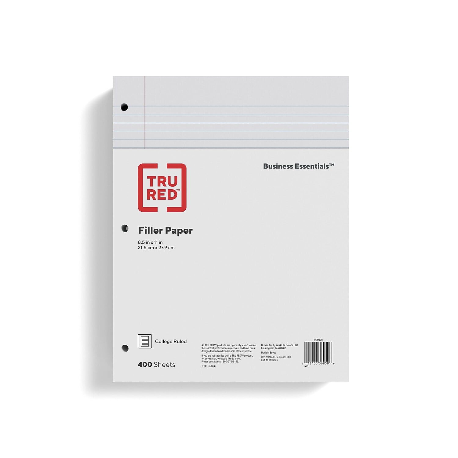 Staples College Ruled Filler Paper 8 1/2" x 11" 400/Pack (27521M