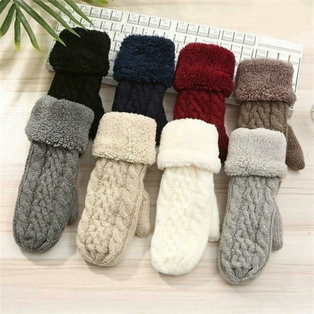 HQZY Women's Winter Gloves Warm Lining Mittens- Cozy Wool Knit Thick Gloves Novelty Mittens Winter Cold Weather Accessories