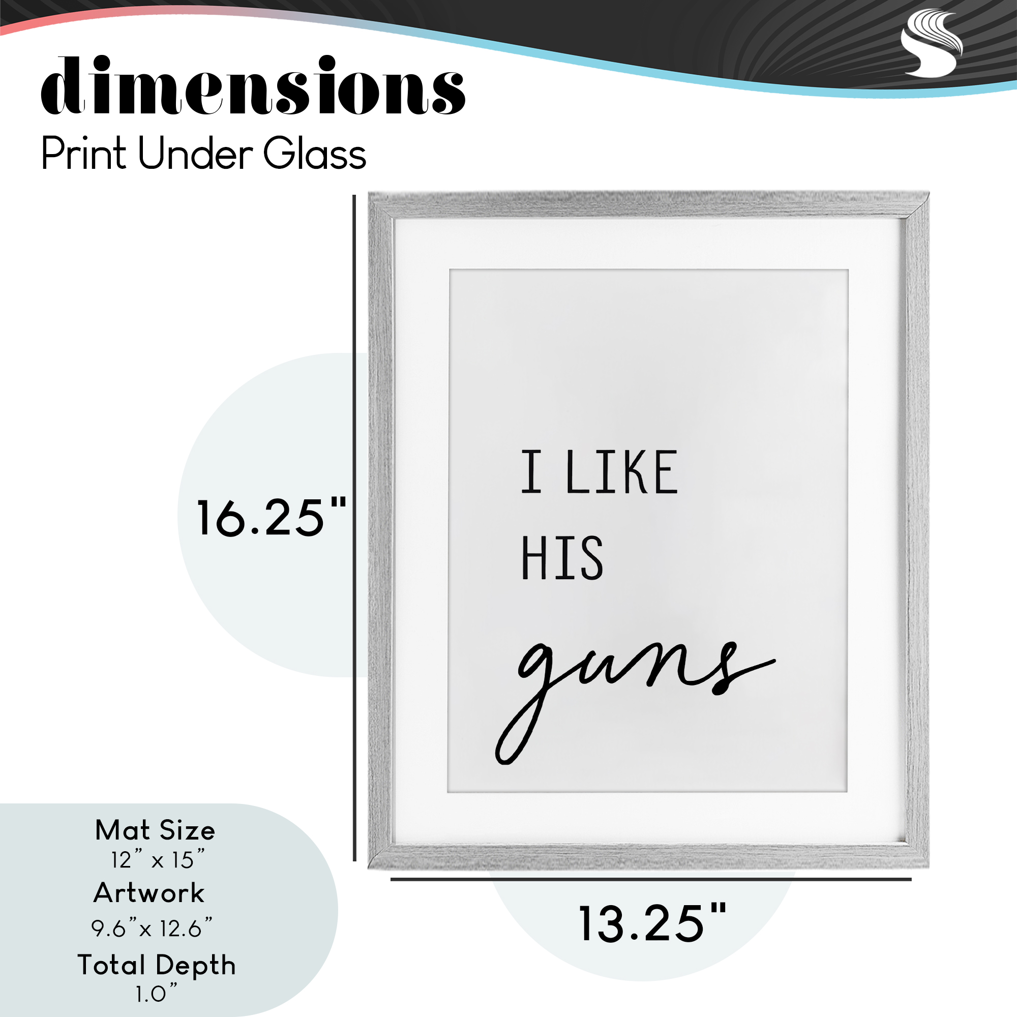 Like His Guns Gray Framed Print Under Glass, design by Lettered and Lined