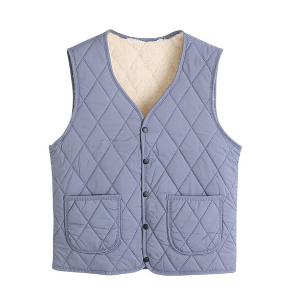 Samickarr Fleece Vest for Women Casual Warm Sleeveless Button Jacket Plus Size Fall Soft Lightweight Solid Color Gilet with Pockets