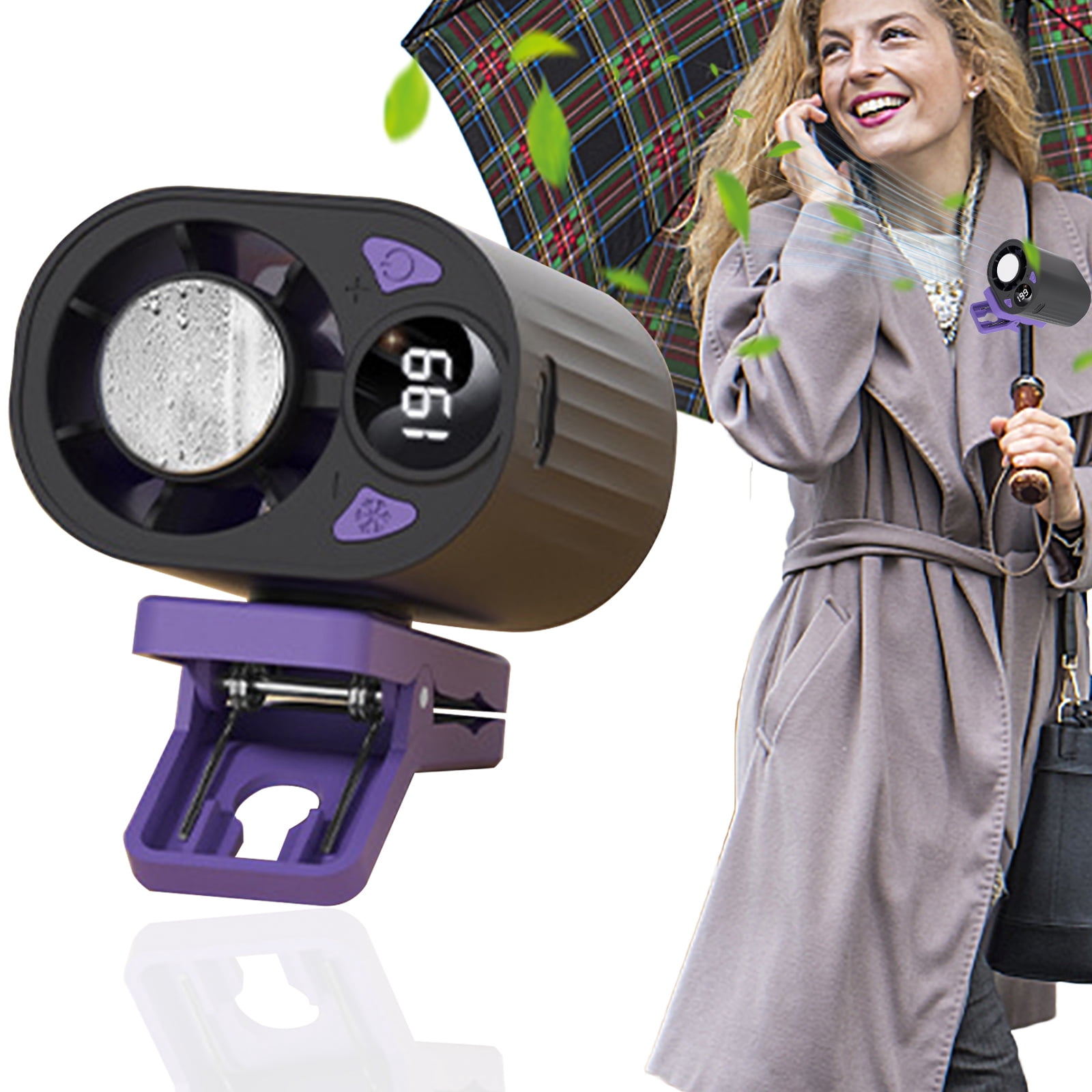 2026 Clip-On Mini Fan, USB Rechargeable Portable Air Conditioner Fan, 3-Speed Silent Bladeless