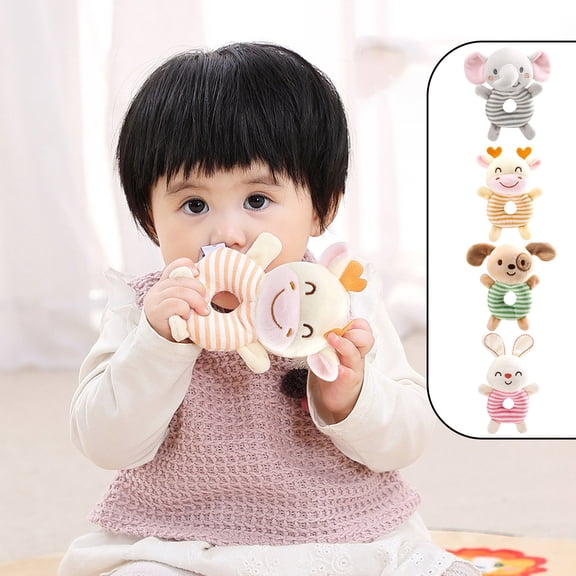 Baby Rattle Plush Hand Grip Toy Soft Fabric Sensory Ring Squeaker Stick Educational Infant Grasping Toy for Newborns Toddlers Nursery Gift 2026 New Arrival
