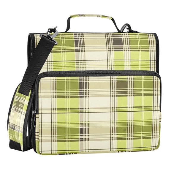 ALAZA Zipper Binder Light Checkered Plaid 3 Ring Trapper Keeper File Folder Organizer Bag