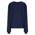 thumbnail image 5 of Htigea Women's Waffle Tops V-Neck Long Sleeve Shirts Casual Loose Fit Pullover Fall Fashion Sweatshirts Navy S, 5 of 7