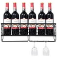 thumbnail image 4 of Pemberly Row Contemporary Iron Wall Mounted Wine Rack with Glass Holder in Black, 4 of 7