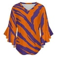 thumbnail image 5 of Purple And Orange Tailgate Swag Claw Marks Women's V-Neck Blouse With 3/4 Ruffled Bell Sleeves Casual Top Ladies Blouses, 5 of 7