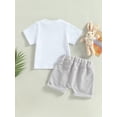 thumbnail image 4 of xiaxaixu Easter Baby Boys Short Set, Short Sleeve Rabbit Ears Letters Print T-shirt with Rolled Hem Shorts, 4 of 9
