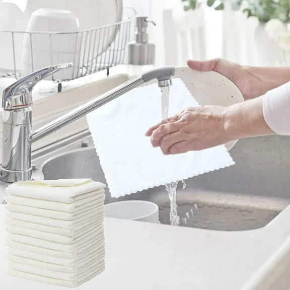 Kugisaki Coral Fleece Cleaning Cloth 12Pcs Soft Microfiber Towels Absorbent Cleaning Rags Lint-Free Streak-Free Wash Cloths for House, Kitchen, Window