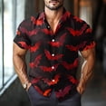 thumbnail image 6 of JGNGSHN Mens Halloween Costume Shirts Button Down Short Sleeve Hawaiian Holiday Shirt Cute Pumpkins Skull Print T-Shirt, 6 of 8