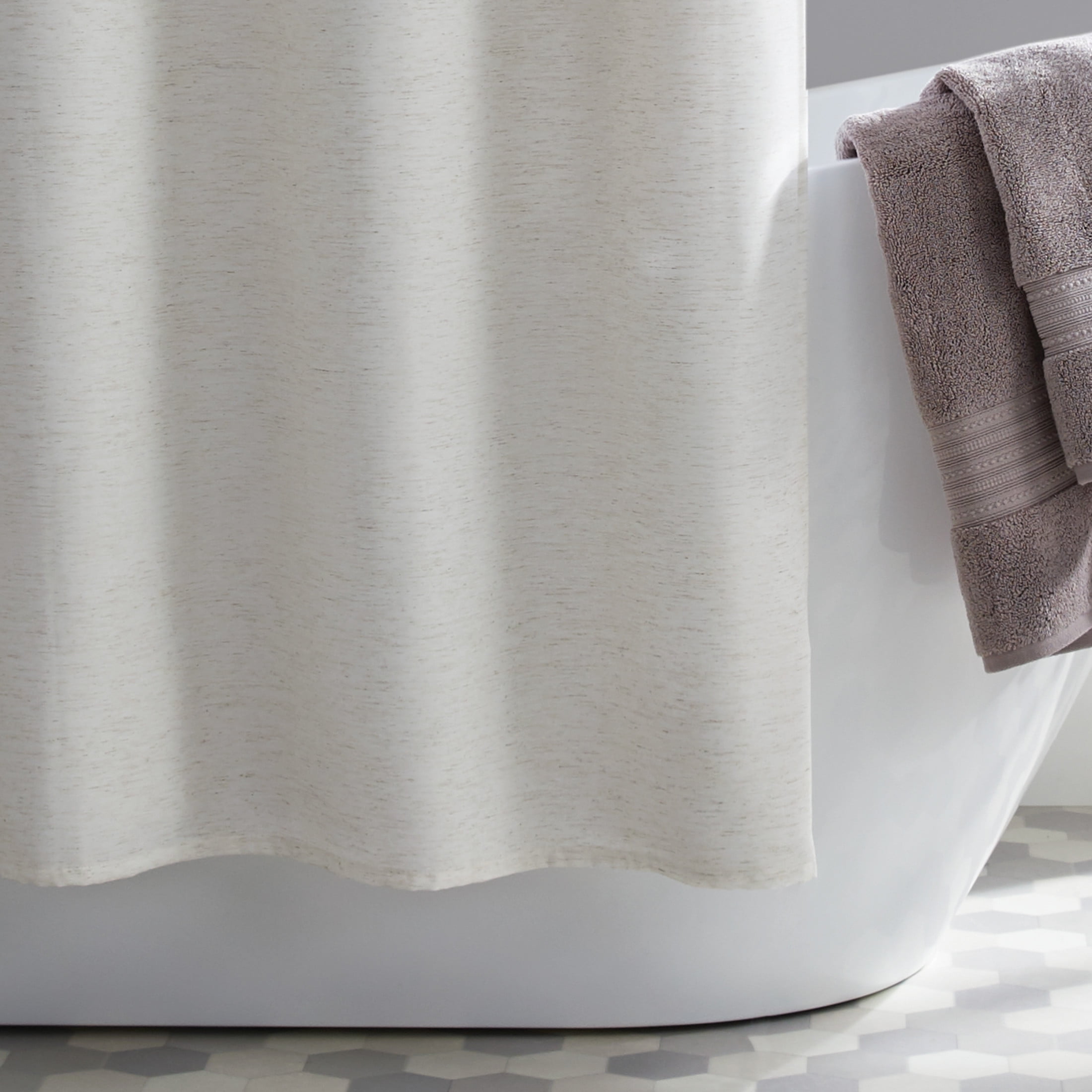 Better Homes & Gardens Crochet Shower Curtain – Beige Linen Look, 72" x 72" – Eco-Friendly Polyester Blend Bathroom Décor