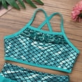 thumbnail image 5 of Miaeowve Kids Girls Tankinis 2Pcs Sports Dance Outfit Summer Mermaid Scales Sleeveless Crop Tops and Shorts Set A Lake Blue 12, 5 of 7