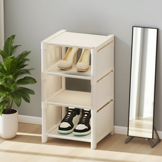 Zapatero Multicapa | Estante de Plástico Blanco para Entrada, Dormitorio o Hogar | Ajustable y Ahorra Espacio | Medidas: 56 X 27 X 26 Cm | 1 Unidad