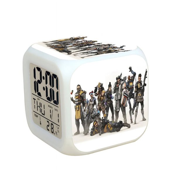 Wekity Alarm Clock One Piece 7 Colors LED Square Clock Digital Alarm Clock with Time, Temperature, Alarm, Date