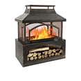 thumbnail image 4 of 37-Inch Rectangular Metal Outdoor Wood Burning Fireplace - Outdoor Fireplace with Built-in Log Storage and Poker-Brushed Bronze,Log Burner Fire Pit for Patio Garden And Backyard, 4 of 18