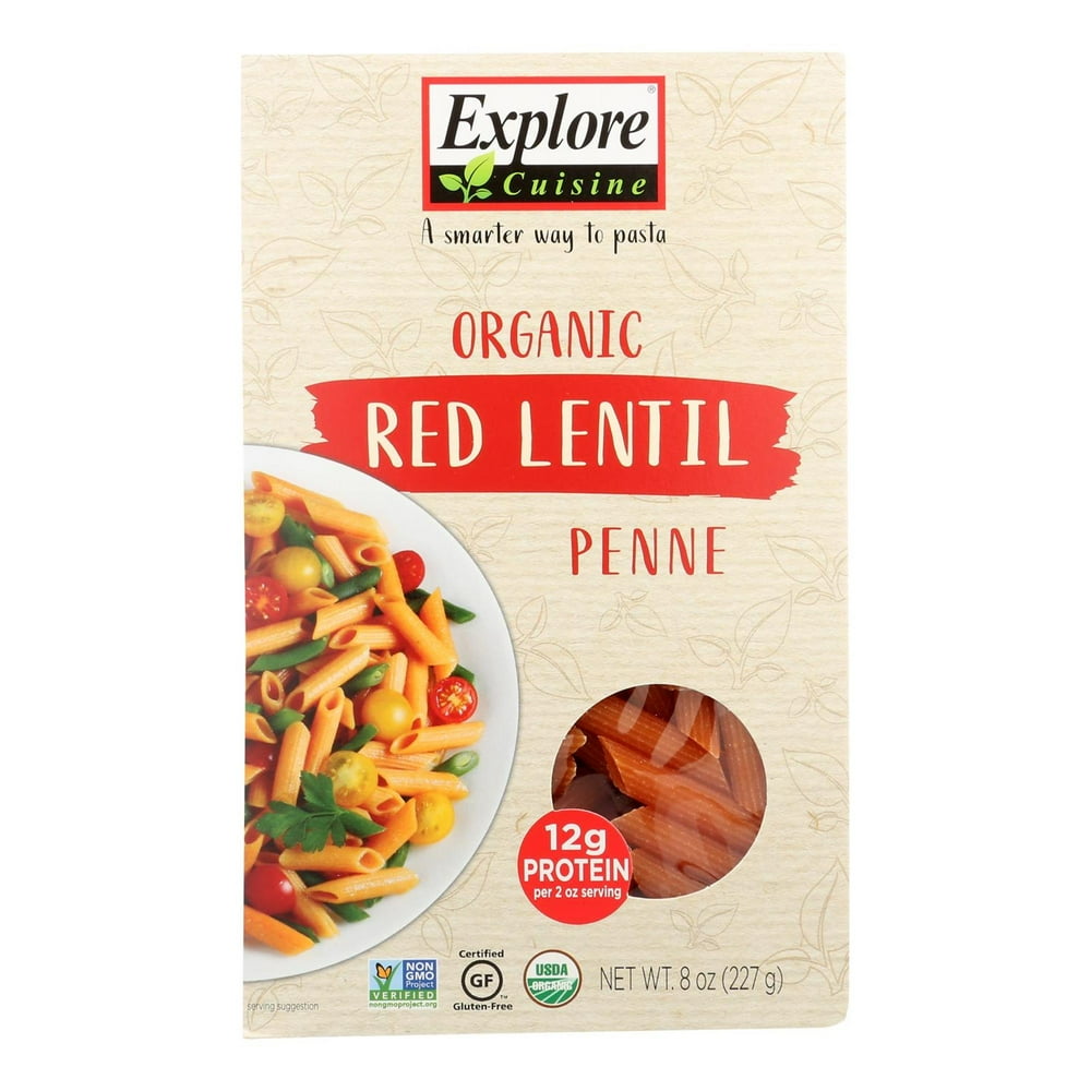 Explore Cuisine Organic Dry Red Lentil Penne Pasta, 8oz.