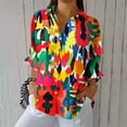 thumbnail image 2 of Charella Women's Button down Shirts Fashion Cute Printed Long Sleeve Collar Tops Casual Loose Fit Blouses (XL, Multicolor 1), 2 of 5