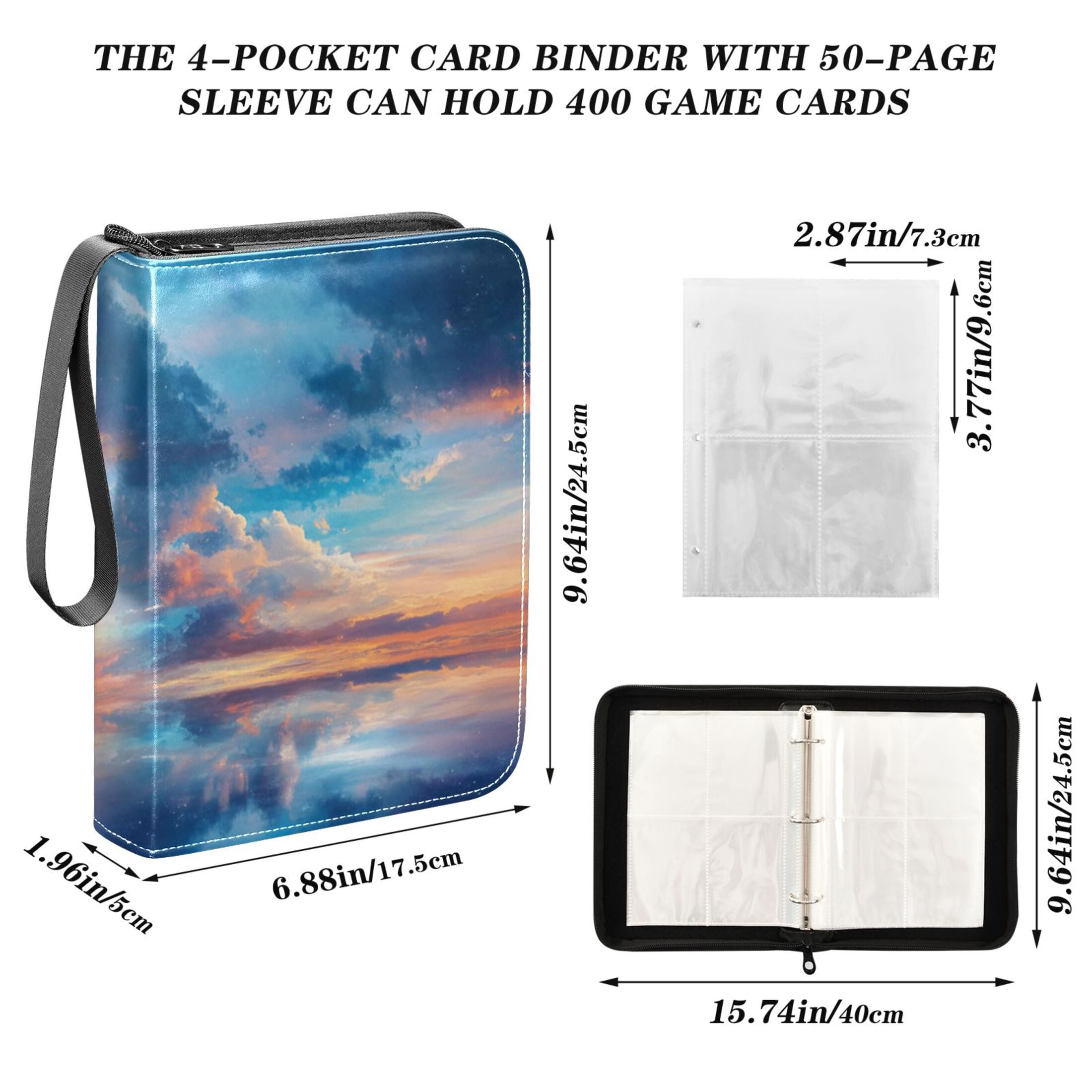 Game Card Storage Bag Collectible Trading Card Albums The 4-Pocket Card Binder With 50-Page Sleeve Can Hold 400 Game Cards Super Cool Sky