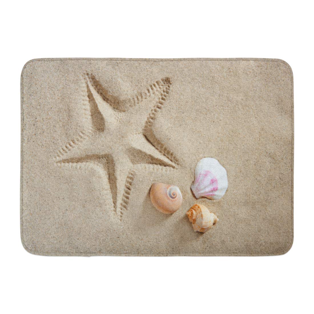 KDAGR Beige Abstract Beach White Sand Starfish Printed and Sea Shells