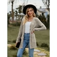 thumbnail image 2 of Chiclily Women's Fall Cardigan Lightweight Soft Knit Cardigan Khaki Small Long Sleeve Open Front Coat with Pockets, 2 of 7