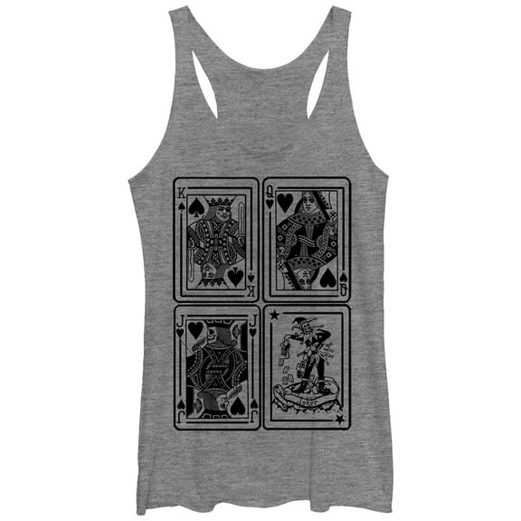 Women's Lost Gods King Queen Jack Joker Playing Cards  Racerback Tank Top Gray Heather X Large