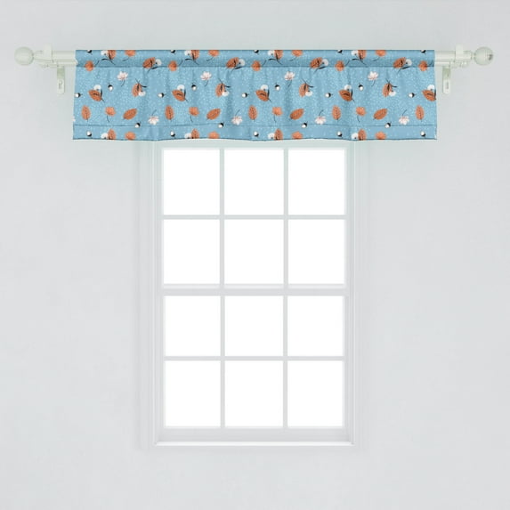 Ambesonne Autumn Valance Pack of 2, Foliage Dry Leaves Fall Art, 54"X12", Pale Sky Blue Salmon