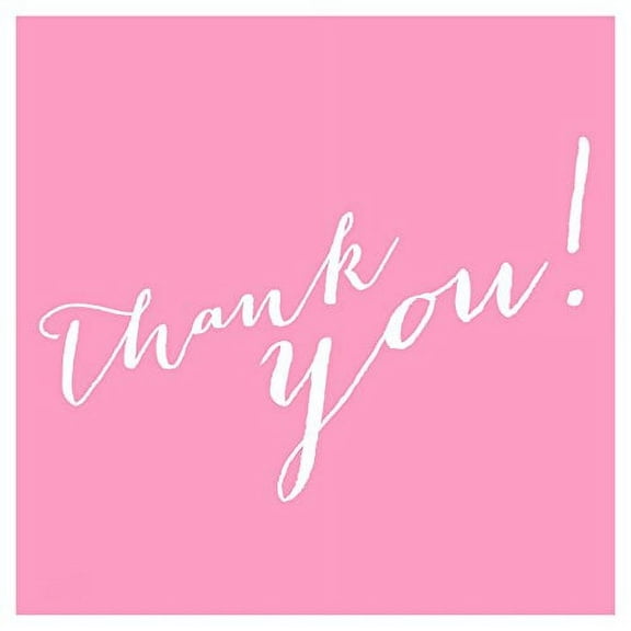 Bubblegum Pink Whimsical Thank You Square Favor Labels, 40-Pack
